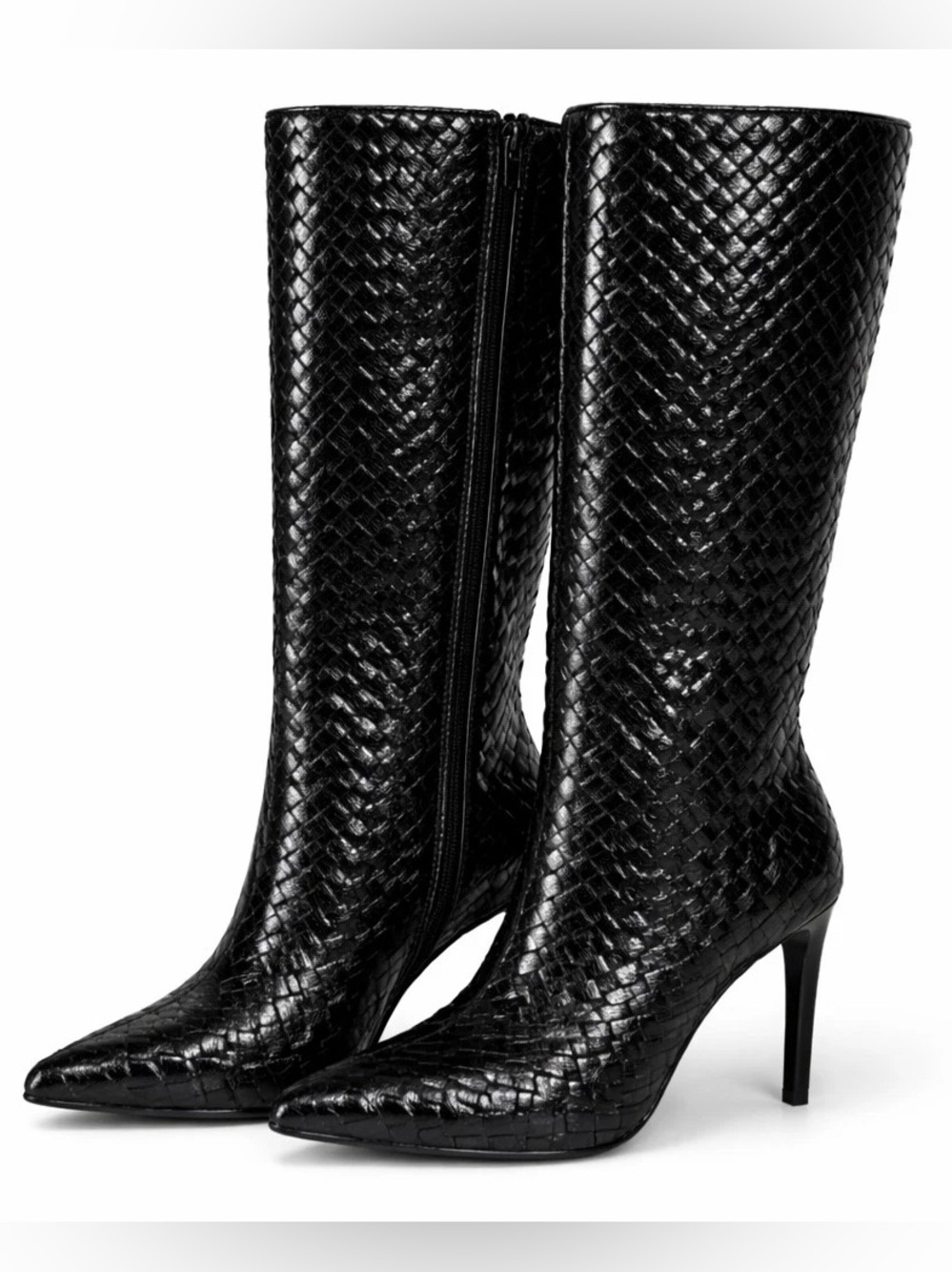 INC International Concepts Savonia Woven Knee High Boots Black Size 10M NIB